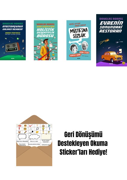 Douglas Adams 4 Kitap Set + Okuma Sticker'ları