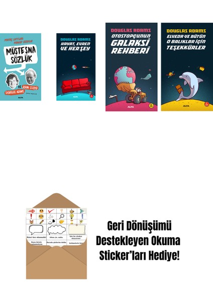 Douglas Adams 4 Kitap Set + Okuma Sticker'ları