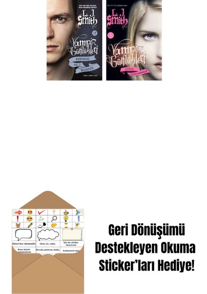Vampir Günlükleri - Kurtuluş Vol. 3 Maskesiz + Vampir Günlükleri - Dönüş: Çöken Karanlık + Okuma Sticker'ları