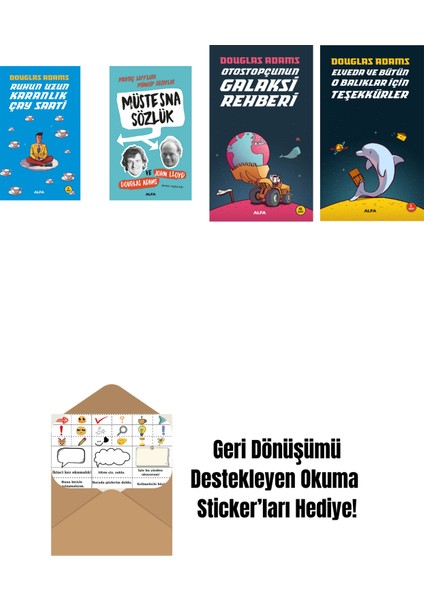 Douglas Adams 4 Kitap Set + Okuma Sticker'ları