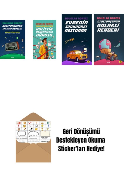 Douglas Adams 4 Kitap Set + Okuma Sticker'ları