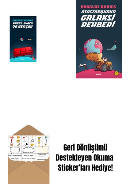 Hayat Evren ve Her Şey + Otostopçunun Galaksi Rehberi + Okuma Sticker'ları