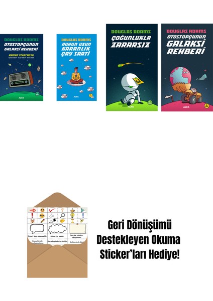 Douglas Adams 4 Kitap Set + Okuma Sticker'ları
