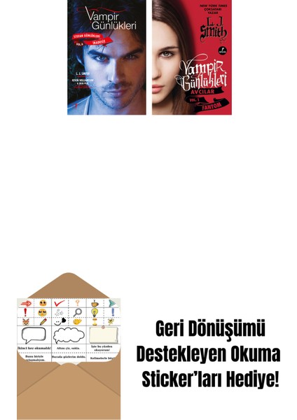 Vampir Günlükleri - Stefan Günlükleri Vol. 6 Iradesiz + Vampir Günlükleri - Avcılar Vol.1 Fantom + Okuma Sticker'ları
