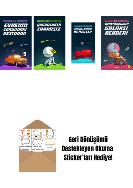 Douglas Adams 4 Kitap Set + Okuma Sticker'ları