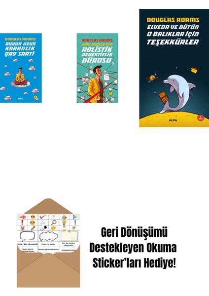 Douglas Adams 3 Kitap Set + Okuma Sticker'ları