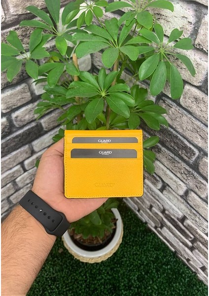 Derije Hakiki Deri Sarı Patlı Tasarım Unisex Kartlık (T431) modelleri