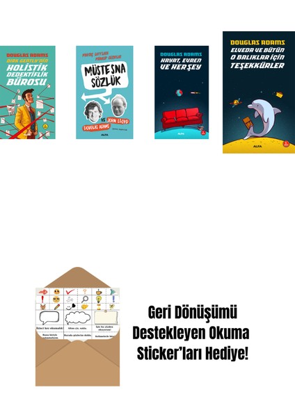 Douglas Adams 4 Kitap Set + Okuma Sticker'ları