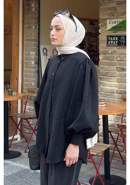Sedef Balon Kol Gömlek Siyah fiyatları