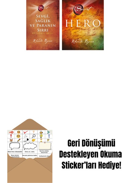 The Secret - Sevgi Sağlık ve Paranın Sırrı (Ciltli) + The Secret - Hero (Ciltli) + Okuma Sticker'ları