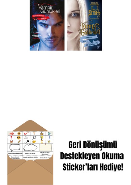 Vampir Günlükleri - Stefan Günlükleri Vol. 6 Iradesiz + Vampir Günlükleri - Kurtuluş Vol. 1 Görünmeyen + Okuma Sticker'ları