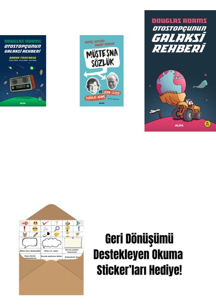Douglas Adams 3 Kitap Set + Okuma Sticker'ları
