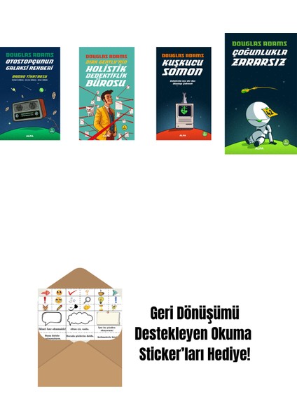 Douglas Adams 4 Kitap Set + Okuma Sticker'ları
