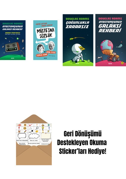 Douglas Adams 4 Kitap Set + Okuma Sticker'ları