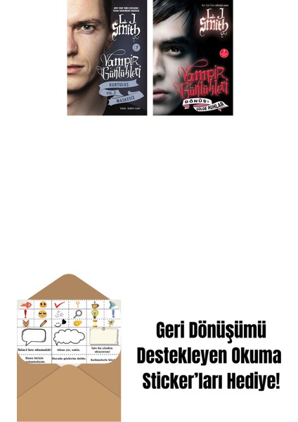 Vampir Günlükleri - Kurtuluş Vol. 3 Maskesiz + Vampir Günlükleri - Dönüş: Gölge Ruhlar + Okuma Sticker'ları