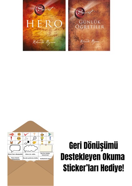The Secret - Hero (Ciltli) + The Secret - Günlük Öğretiler (Ciltli) + Okuma Sticker'ları