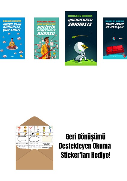 Douglas Adams 4 Kitap Set + Okuma Sticker'ları