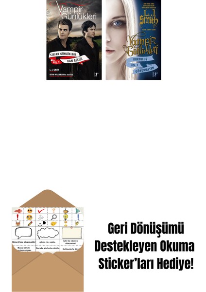 Vampir Günlükleri - Stefan Günlükleri Vol. 2 Kan Açlığı + Vampir Günlükleri - Kurtuluş Vol. 1 Görünmeyen + Okuma Sticker'ları
