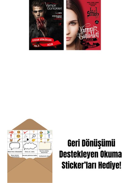 Vampir Günlükleri - Stefan Günlükleri Vol. 3 Açlık + Vampir Günlükleri - Avcılar Vol.1 Fantom + Okuma Sticker'ları
