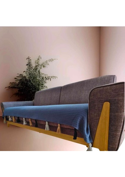 Renkli Püsküllü Koltuk Koltuk Örtüsü