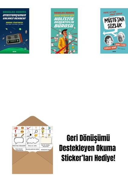 Douglas Adams 3 Kitap Set + Okuma Sticker'ları