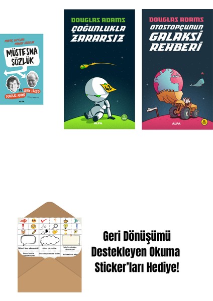 Douglas Adams 3 Kitap Set + Okuma Sticker'ları