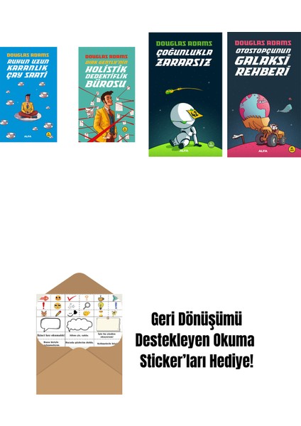 Douglas Adams 4 Kitap Set + Okuma Sticker'ları
