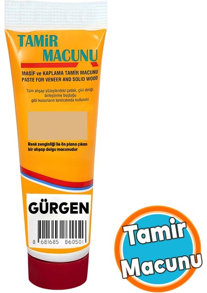Tamir Macunu Ahşap Parke Gürgen Mobilya Dolgu Çatlak Çizik Giderici 200 gr Kullanıma Hazır Macun