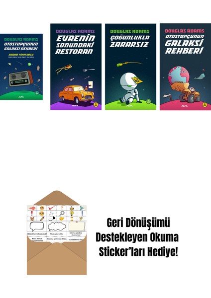 Douglas Adams 4 Kitap Set + Okuma Sticker'ları