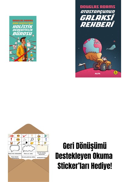 Dirk Gently'nin Holistik Dedektiflik Bürosu + Otostopçunun Galaksi Rehberi + Okuma Sticker'ları