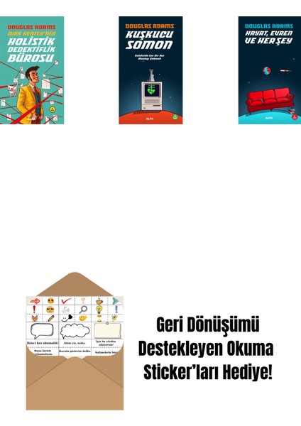 Douglas Adams 3 Kitap Set + Okuma Sticker'ları
