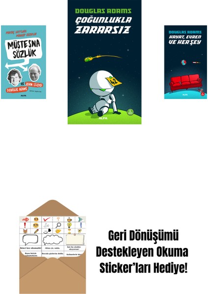 Douglas Adams 3 Kitap Set + Okuma Sticker'ları