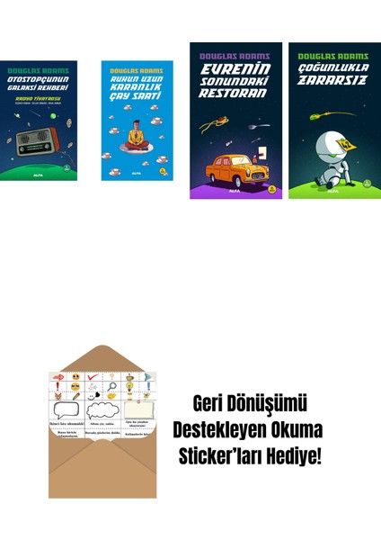 Douglas Adams 4 Kitap Set + Okuma Sticker'ları