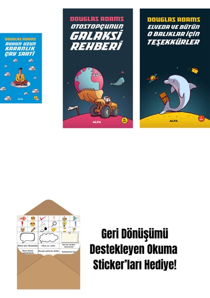 Douglas Adams 3 Kitap Set + Okuma Sticker'ları