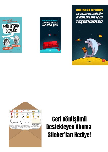 Douglas Adams 3 Kitap Set + Okuma Sticker'ları