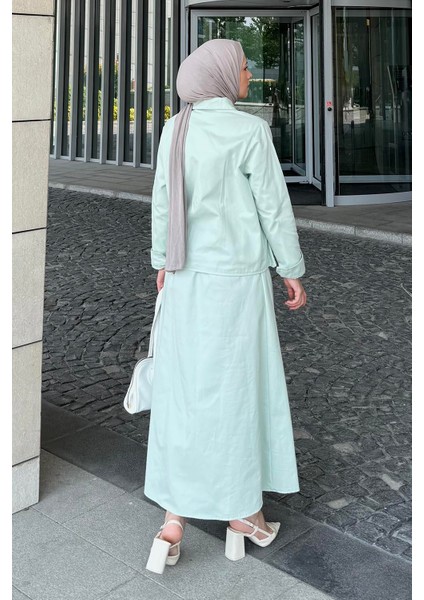 Cep Detaylı Ikili Etek Tesettür Takım Mint Yeşili fırsatları