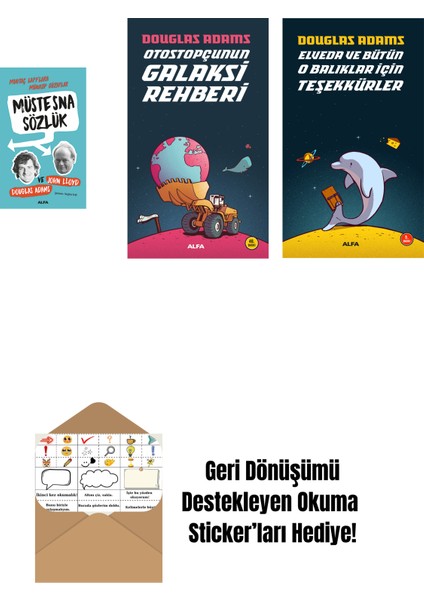 Douglas Adams 3 Kitap Set + Okuma Sticker'ları