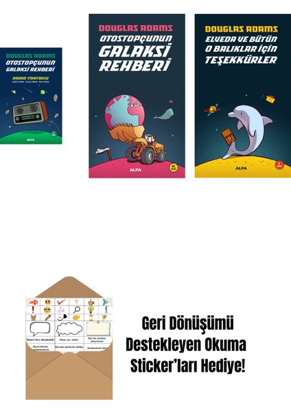 Douglas Adams 3 Kitap Set + Okuma Sticker'ları