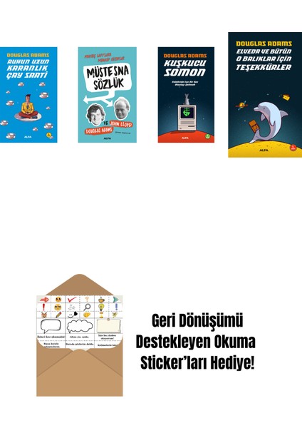 Douglas Adams 4 Kitap Set + Okuma Sticker'ları