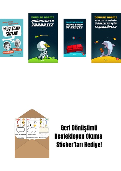 Douglas Adams 4 Kitap Set + Okuma Sticker'ları