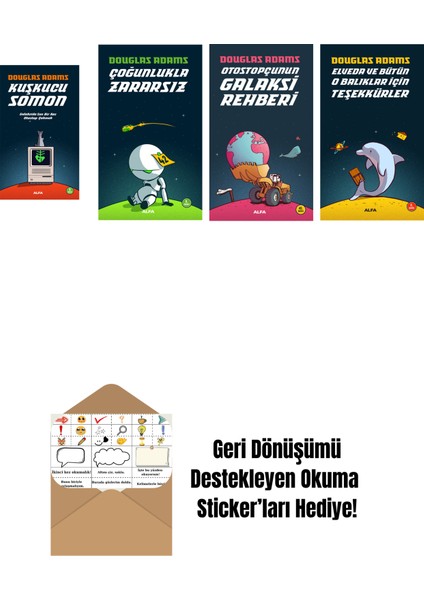 Douglas Adams 4 Kitap Set + Okuma Sticker'ları