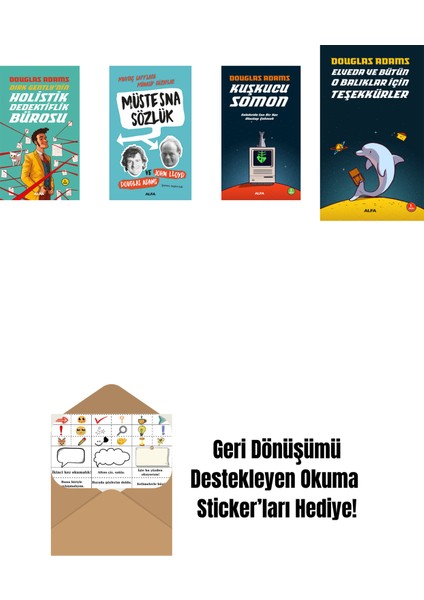 Douglas Adams 4 Kitap Set + Okuma Sticker'ları