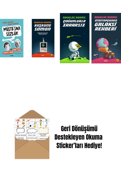 Douglas Adams 4 Kitap Set + Okuma Sticker'ları