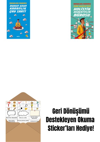 Ruhun Uzun Karanlık Çay Saati + Dirk Gently'nin Holistik Dedektiflik Bürosu + Okuma Sticker'ları
