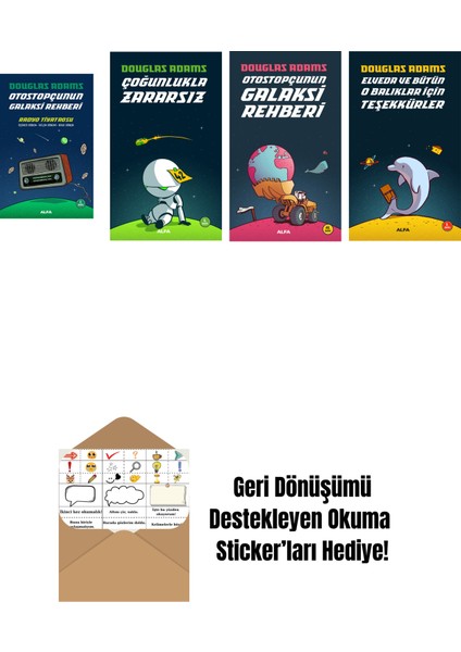 Douglas Adams 4 Kitap Set + Okuma Sticker'ları
