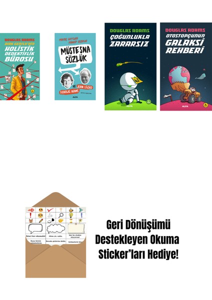 Douglas Adams 4 Kitap Set + Okuma Sticker'ları