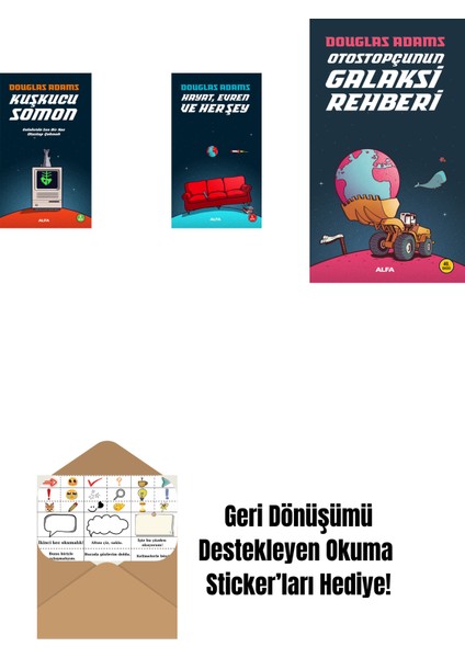 Douglas Adams 3 Kitap Set + Okuma Sticker'ları