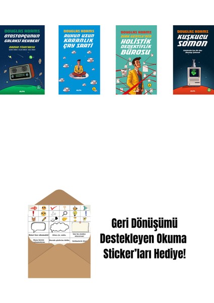 Douglas Adams 4 Kitap Set + Okuma Sticker'ları