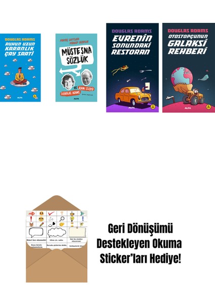 Douglas Adams 4 Kitap Set + Okuma Sticker'ları