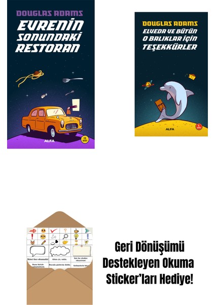 Evrenin Sonundaki Restoran + Elveda ve Bütün O Balıklar Için Teşekkürler + Okuma Sticker'ları